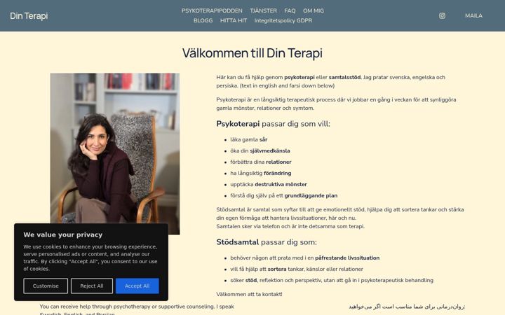 Skærmbillede af dinterapi.se