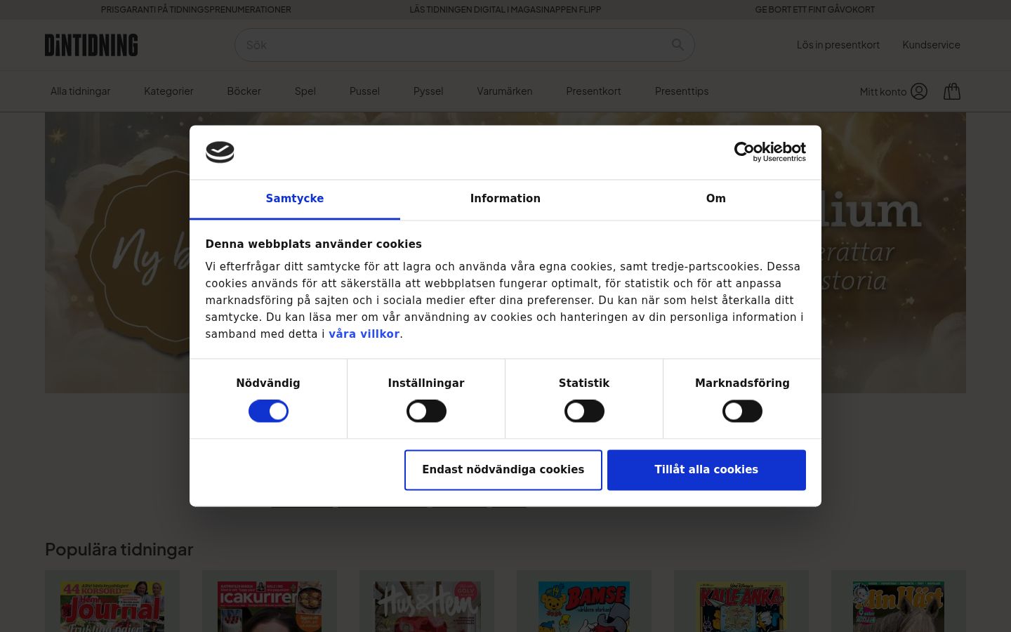 Posnetek zaslona pasice za privolitev, prikazane pred kakršno koli interakcijo