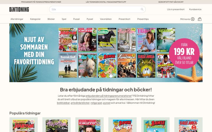 Skærmbillede af dintidning.se