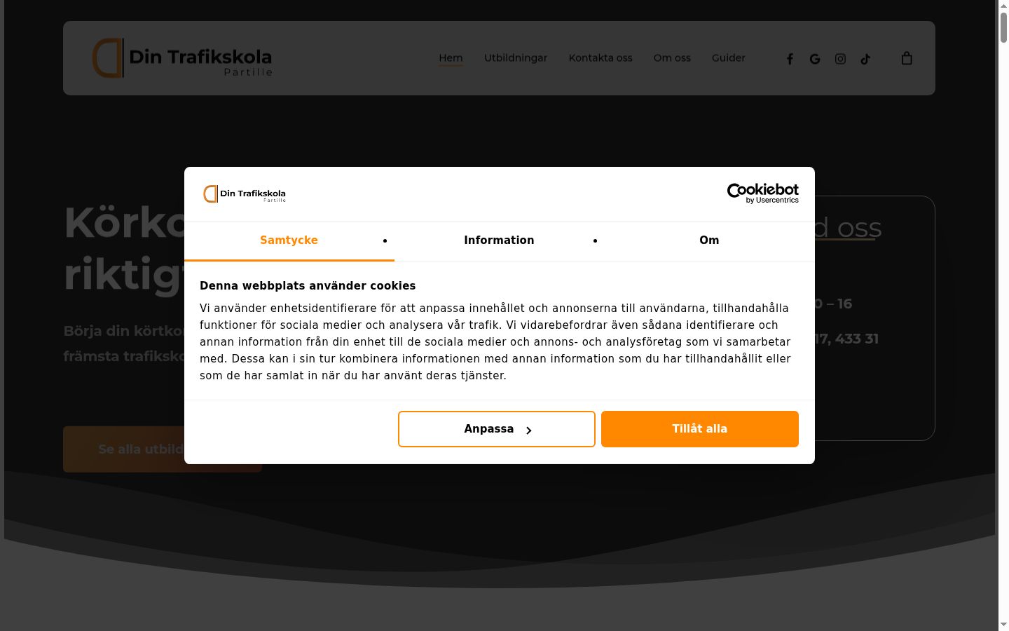 Screenshot of the consent banner shown before any interaction