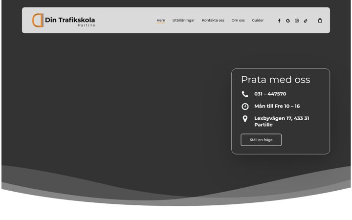 Skærmbillede af dintrafikskolapartille.se