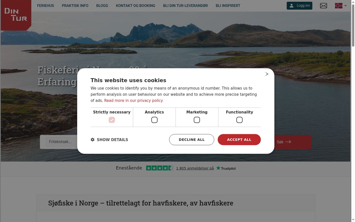 Screenshot of the consent banner shown before any interaction