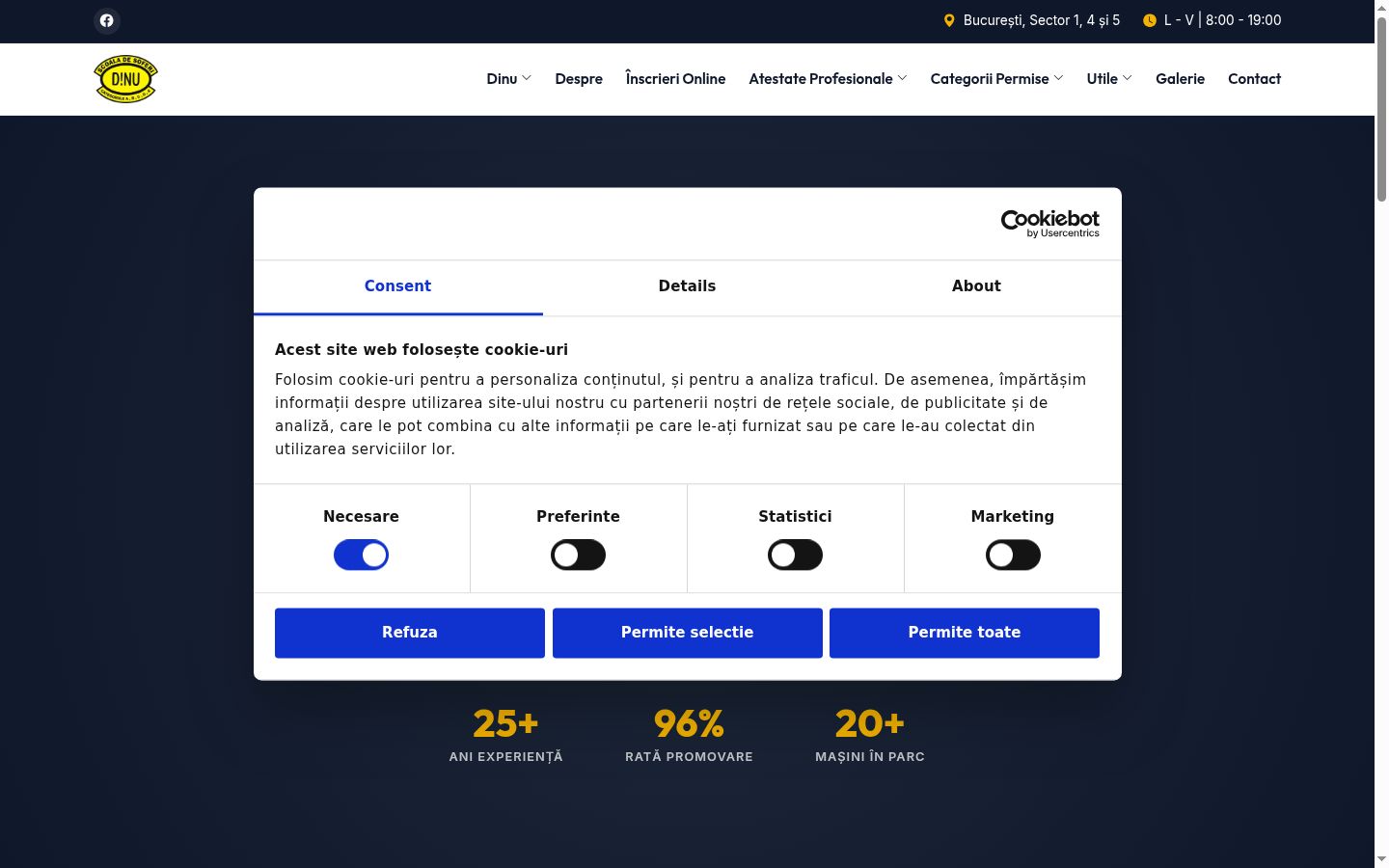 Screenshot of the consent banner shown before any interaction