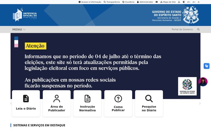 Ekraanipilt saidist dio.es.gov.br