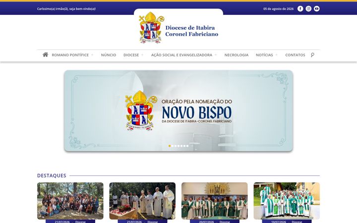 Captura de ecrã de dioceseitabira.org.br