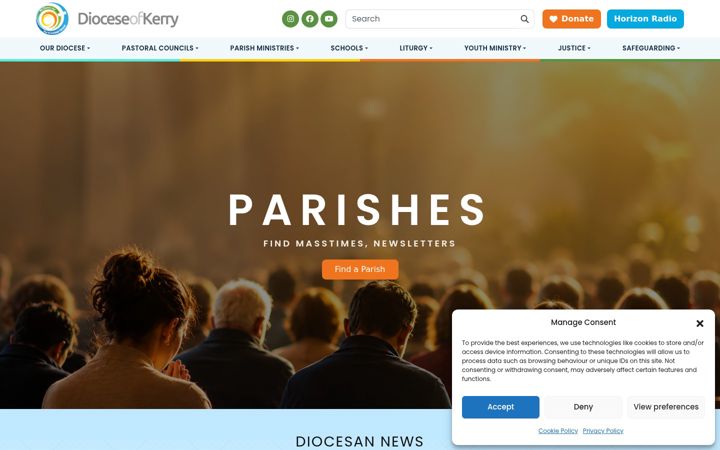 Screenshot ta' dioceseofkerry.ie