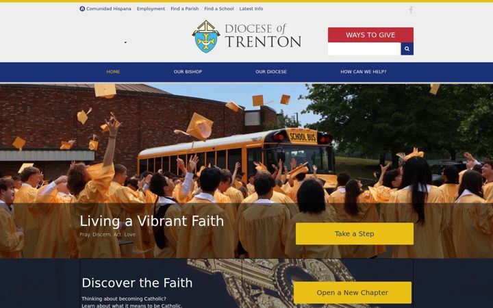 Captură de ecran a dioceseoftrenton.org