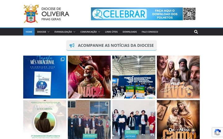 Captura de ecrã de dioceseoliveira.org.br