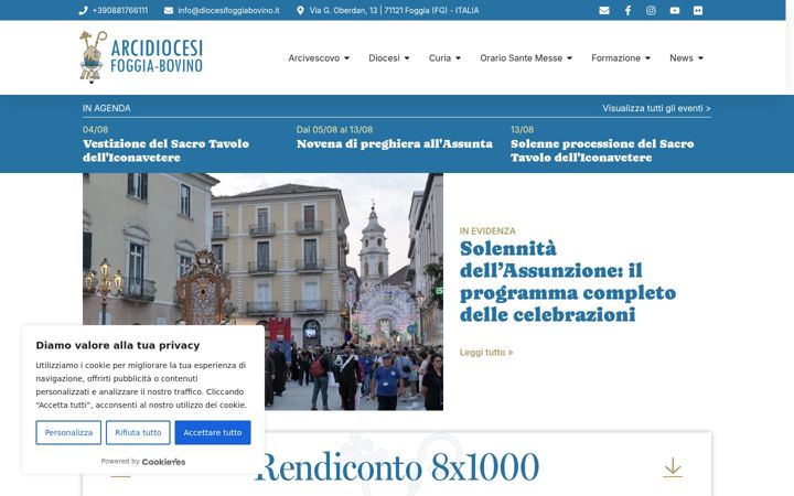 Screenshot of diocesifoggiabovino.it