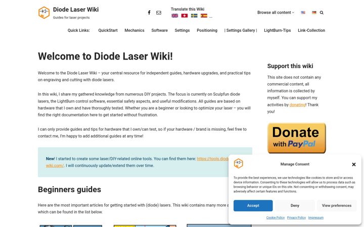 Screenshot of diode-laser-wiki.com