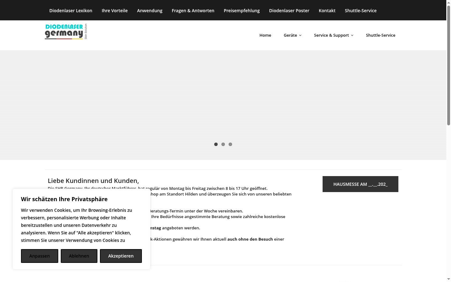 Screenshot of the consent banner shown before any interaction