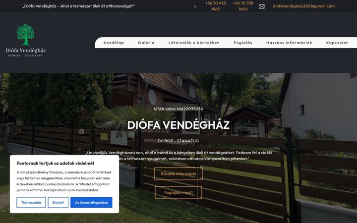 Screenshot of diofa-vendeghaz.hu