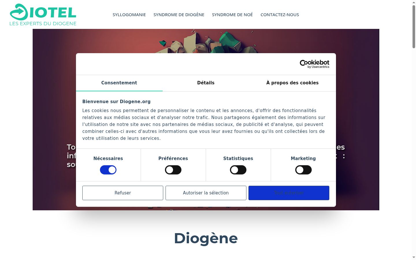 Captura de ecrã do banner de consentimento apresentado antes de qualquer interação