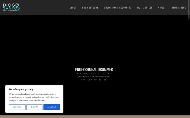 Screenshot of diogosantosdrums.com