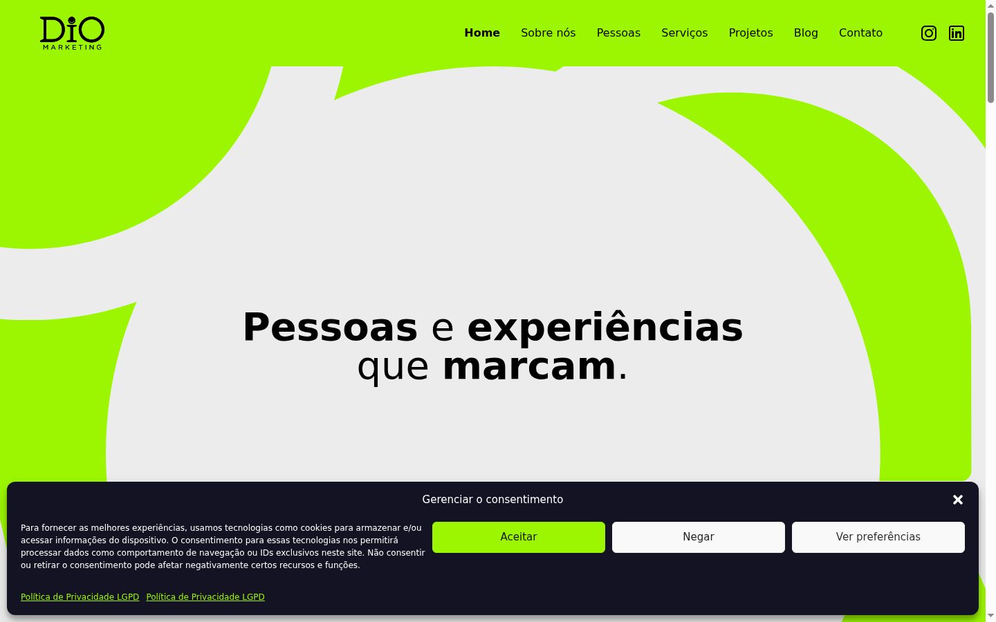 Screenshot del banner di consenso mostrato prima di qualsiasi interazione