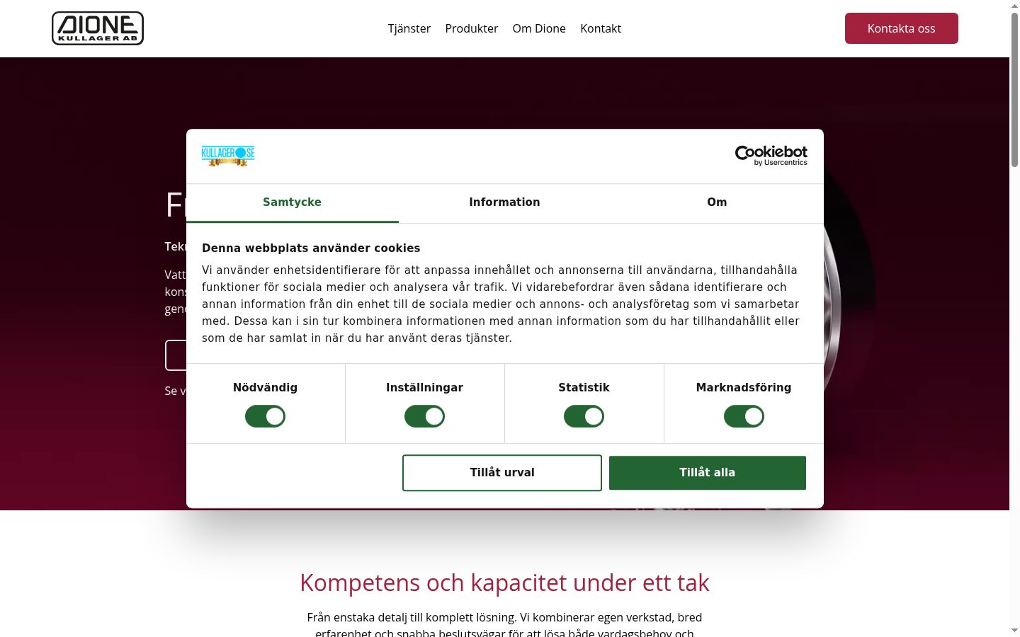 Kuvakaappaus suostumusbannerista, joka näytettiin ennen mitään vuorovaikutusta