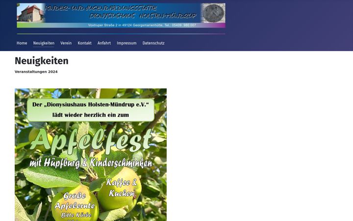 Screenshot of dionysiushaus.de