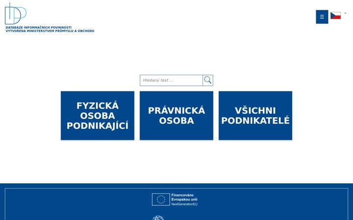 Screenshot ta' dip.gov.cz