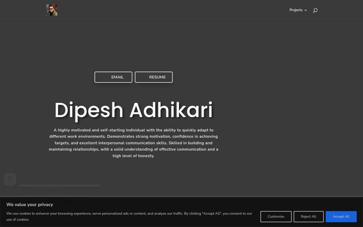 Screenshot of dipeshadhikari.com