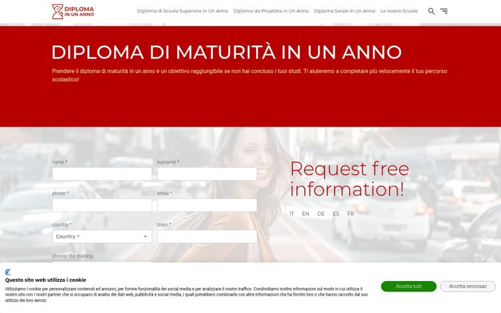 Screenshot von diplomainunanno.it