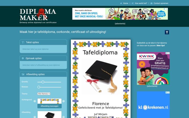 Zrzut ekranu diplomamaker.nl