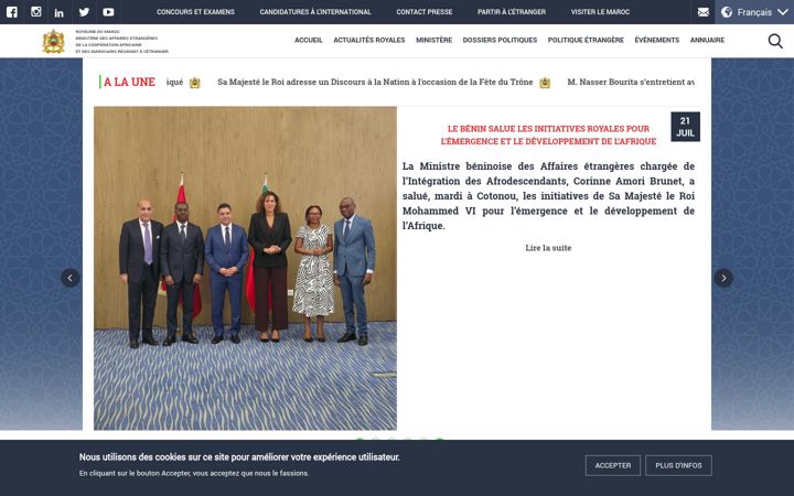 Snímek obrazovky diplomatie.ma