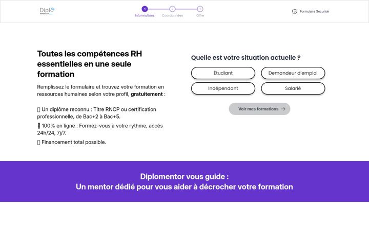 Captura de pantalla de diplomentor.fr