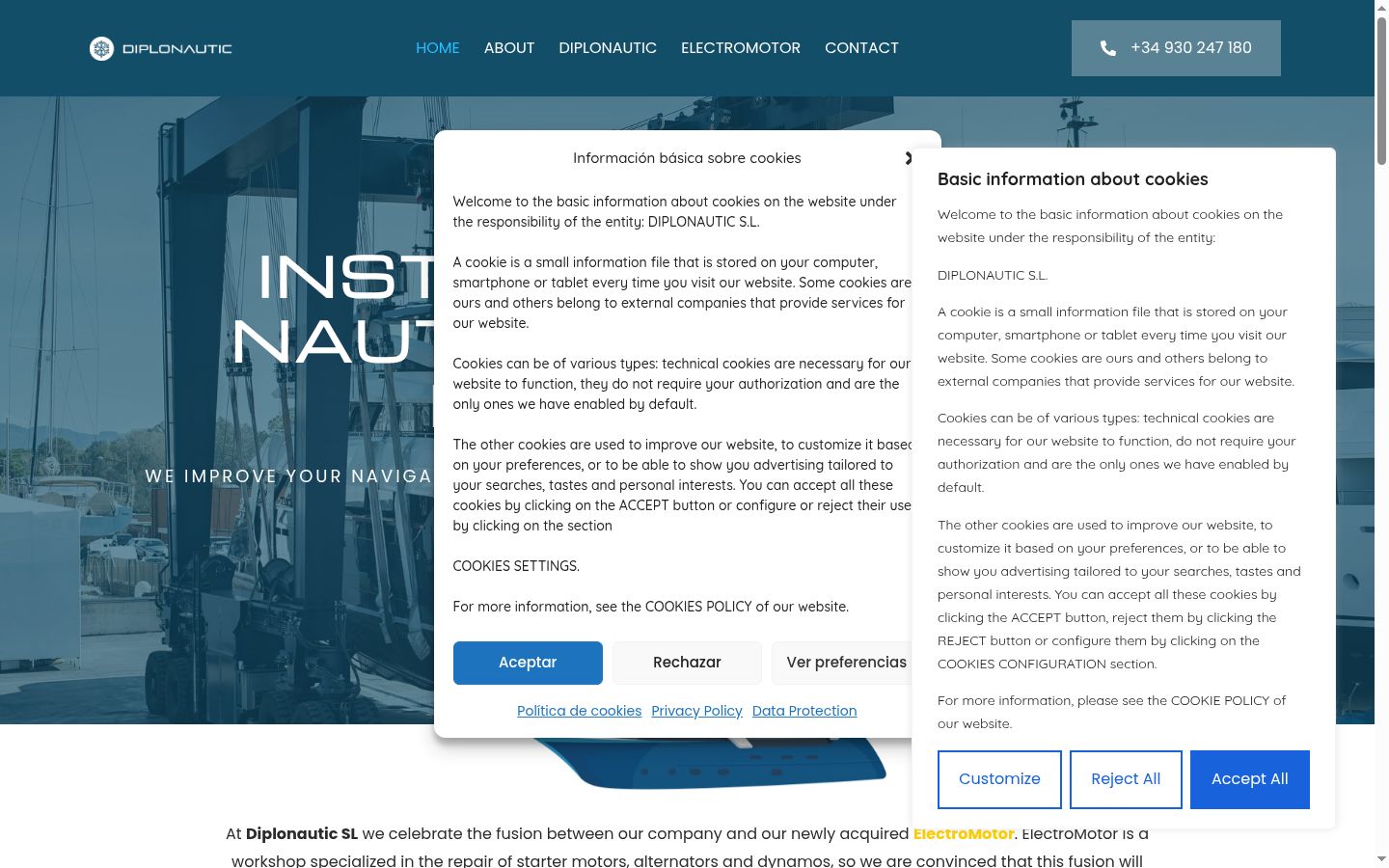 Screenshot del banner di consenso mostrato prima di qualsiasi interazione