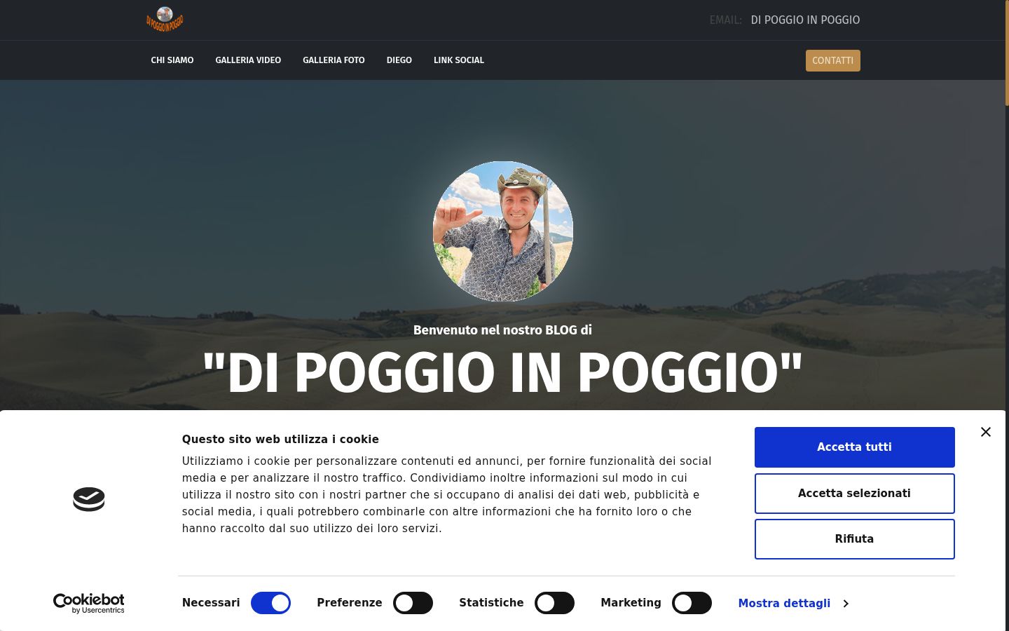 Screenshot del banner di consenso mostrato prima di qualsiasi interazione
