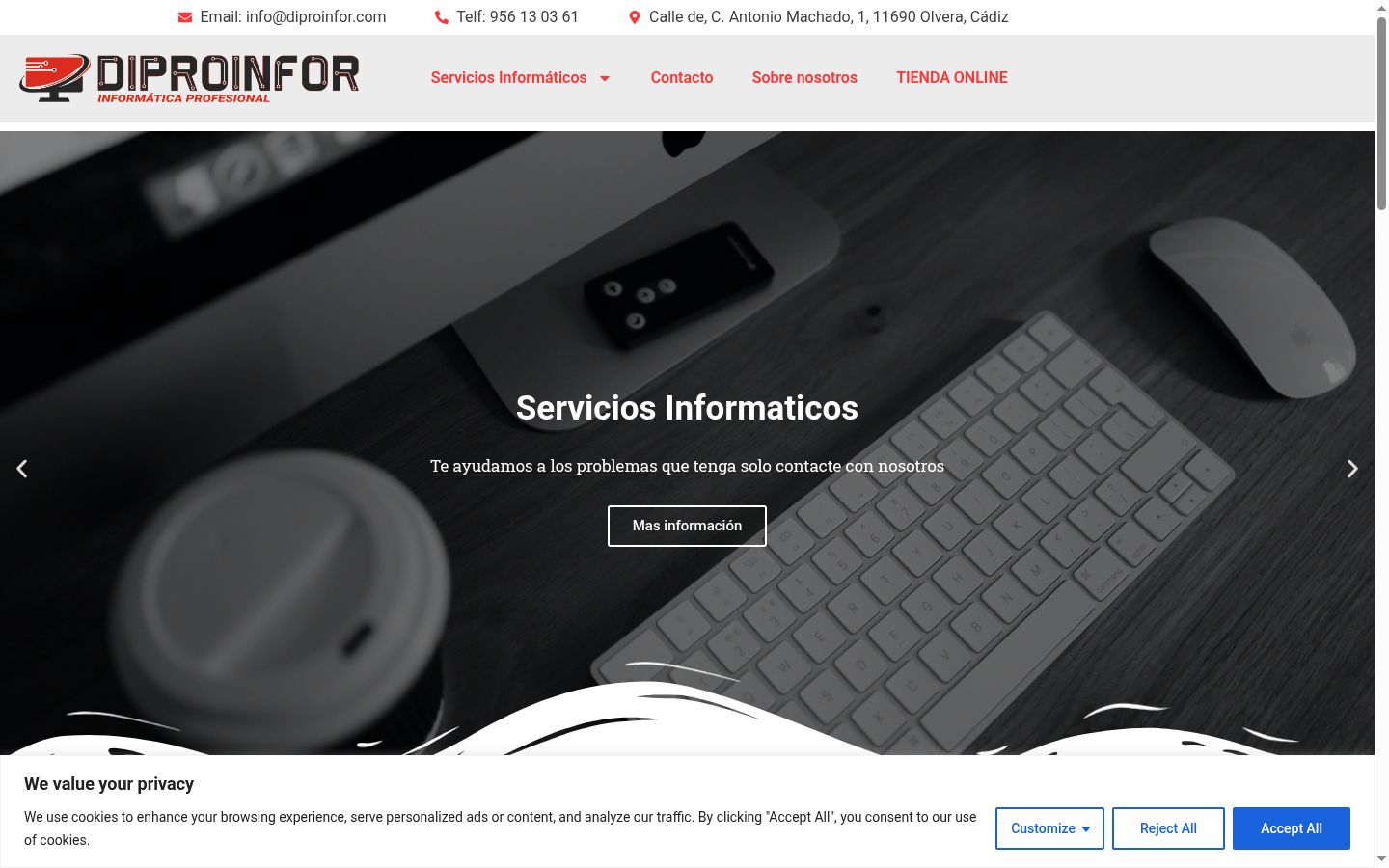 Screenshot del banner di consenso mostrato prima di qualsiasi interazione