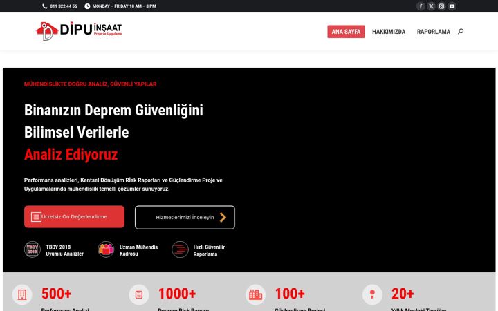 Screenshot of dipuinsaat.com