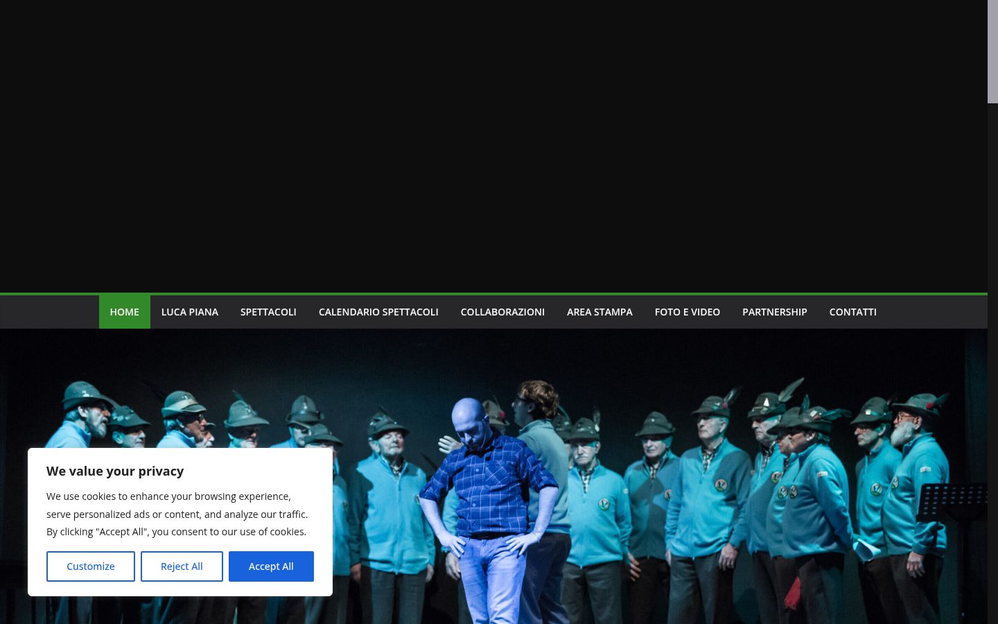 Screenshot del banner di consenso mostrato prima di qualsiasi interazione