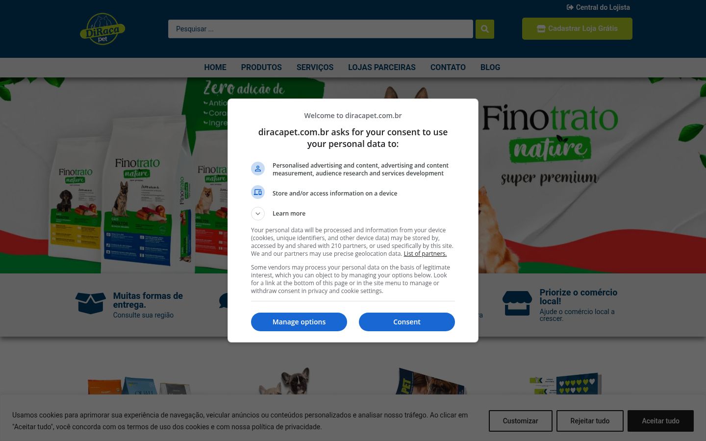 Sutikimo reklamjuostės, rodytos prieš bet kokią sąveiką, ekrano kopija