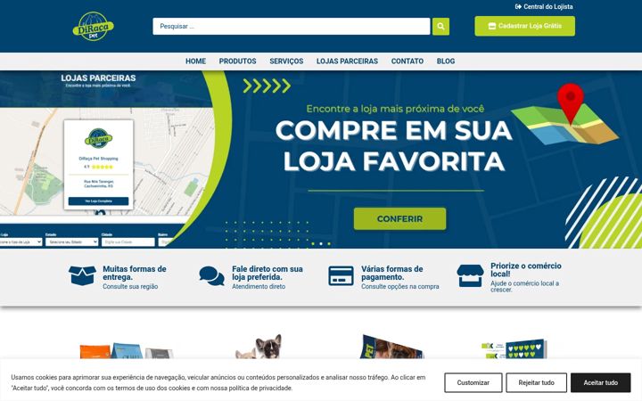 Ekrano kopija diracapet.com.br
