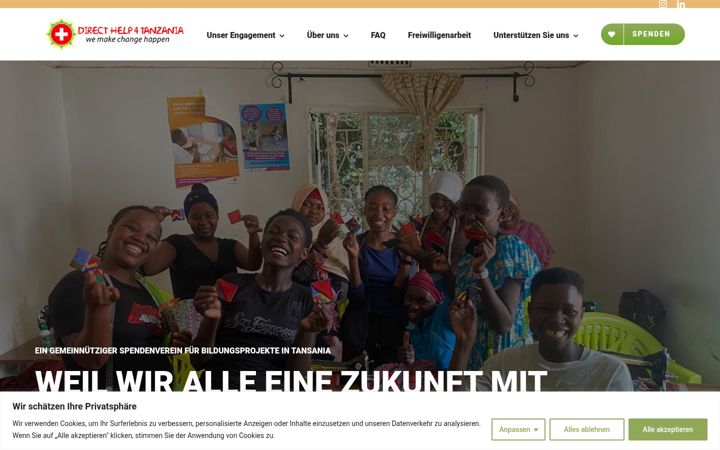 Screenshot of direct-help-for-tanzania.ch