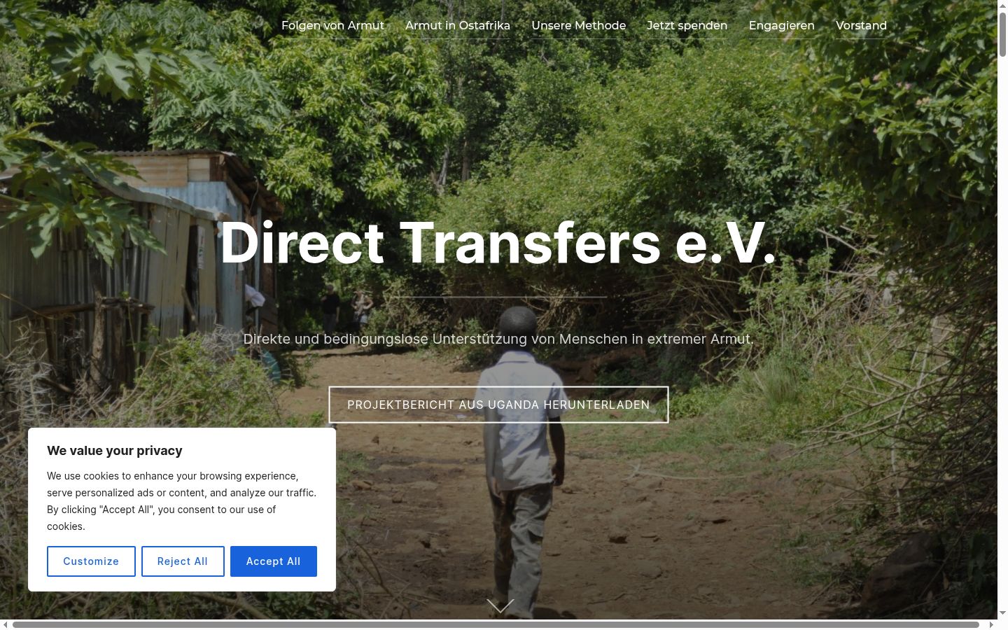 Screenshot of the consent banner shown before any interaction