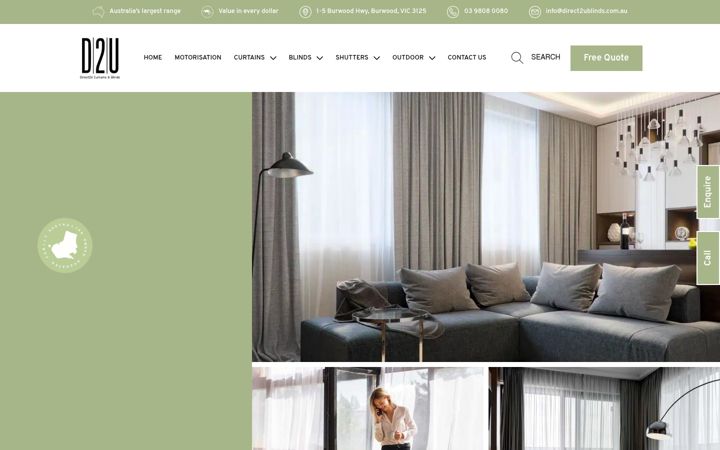 Posnetek zaslona direct2ublinds.com.au