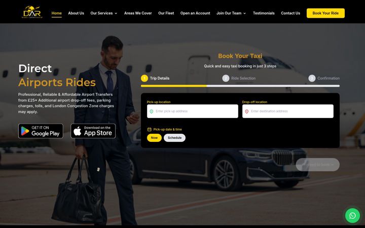 Screenshot of directairportsrides.com