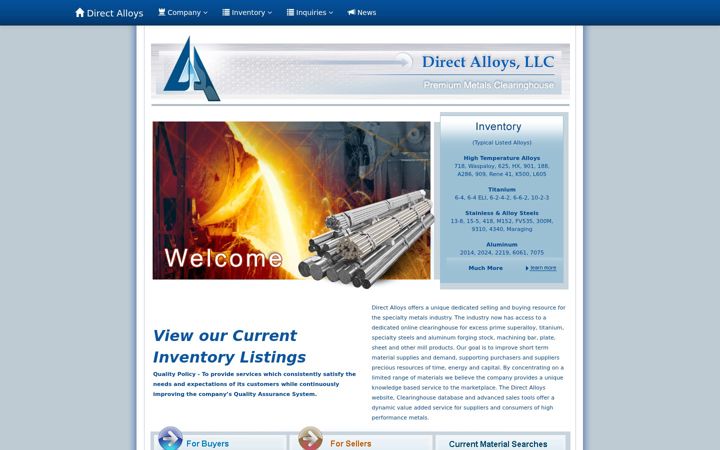 Screenshot of directalloys.com