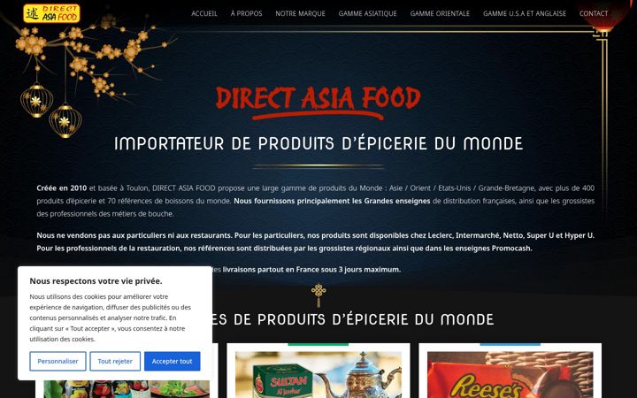 Posnetek zaslona directasiafood.fr