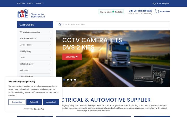 Screenshot stránky directautoelectrics.co.uk