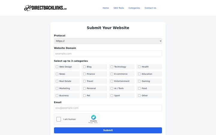 Screenshot of directbacklinks.com