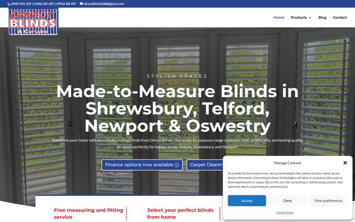 Screenshot stránky directblindsshropshire.co.uk