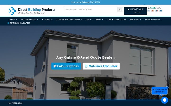 Screenshot stránky directbuildingproducts.co.uk