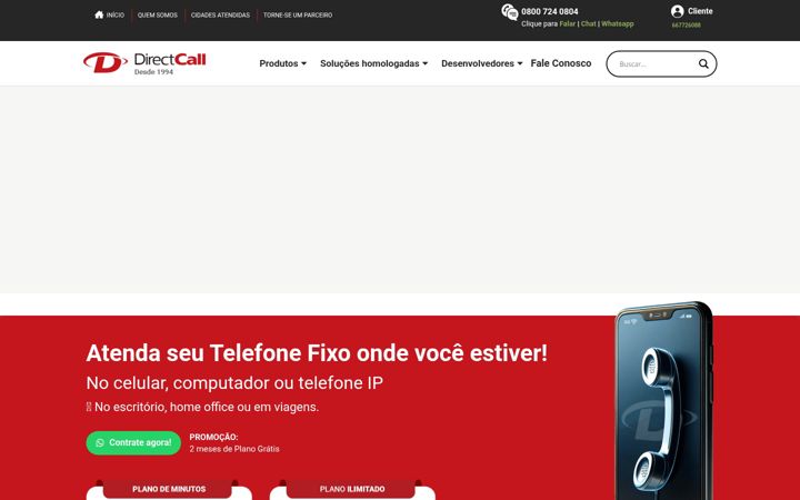 Ekrano kopija directcall.com.br