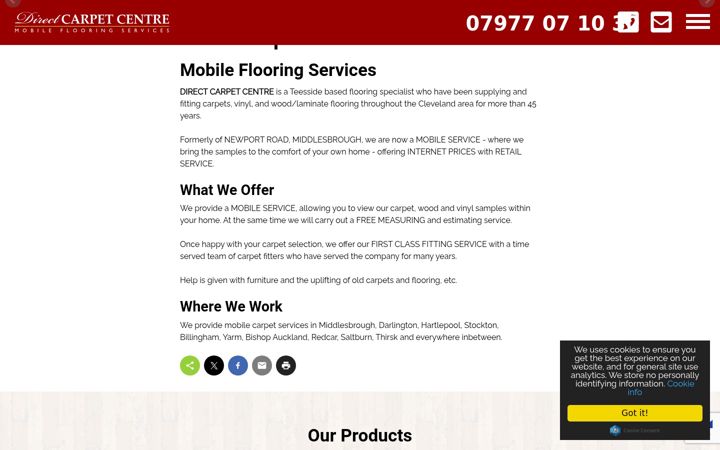 Screenshot of directcarpetcentre.com