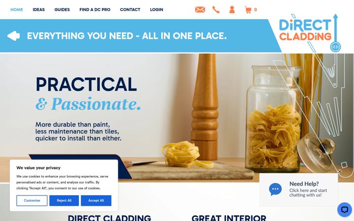 Screenshot stránky directcladding.co.uk