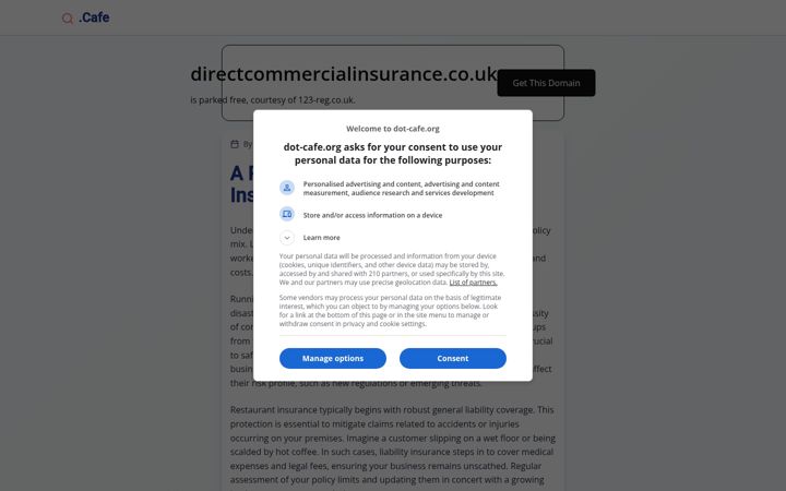 Screenshot stránky directcommercialinsurance.co.uk