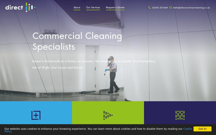 Screenshot stránky directcontractcleaning.co.uk