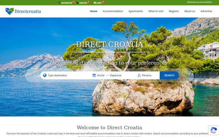 Skjámynd af directcroatia.net